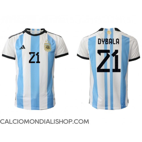 Maglie da calcio Argentina Paulo Dybala #21 Prima Maglia Mondiali 2022 Manica Corta